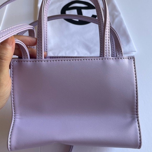 Telfar Small Shopping Bag, Lavendar, Crossbody Purse Snap Closure - Picture 2 of 7